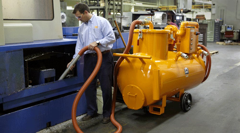 The Eriez Hydroflow line of heavy-duty industrial wet/dry vacuum sump cleaner units clean virtually any machine tool sump, tank or pit quickly and thoroughly.