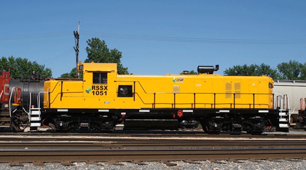 Railserve&apos;s LEAF locomotive is described as &ldquo;a fuel-efficient rail-switching locomotive&rdquo; used for in-plant transfer of industry materials.