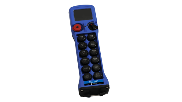 The color display built into the Flex VUE handheld transmitter keeps the operator informed of battery life signal strength warning symbols and other system status and diagnostic details