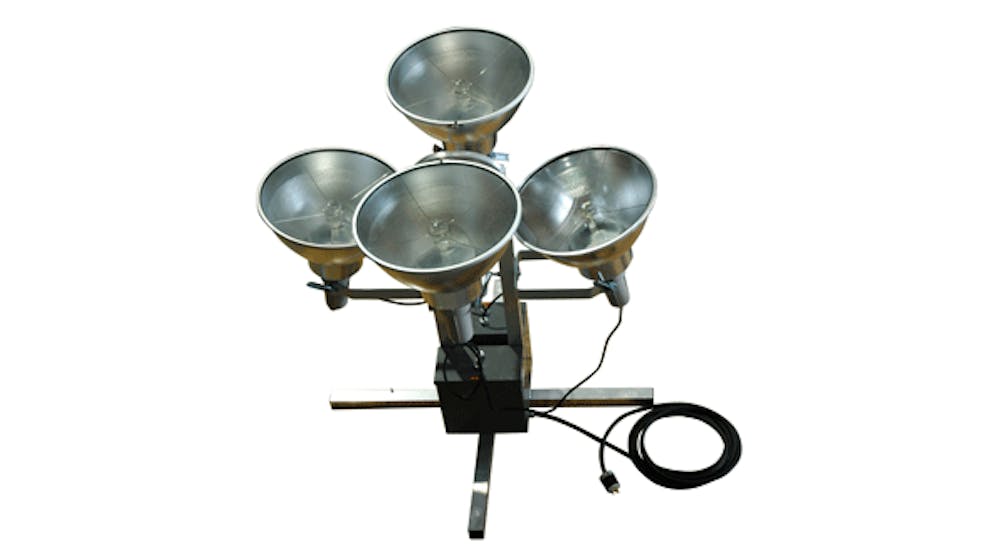 Magnalight worksite lighting system can be used from the ground or elevated via crane for worksite area illumination.
