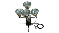 Magnalight worksite lighting system can be used from the ground or elevated via crane for worksite area illumination.