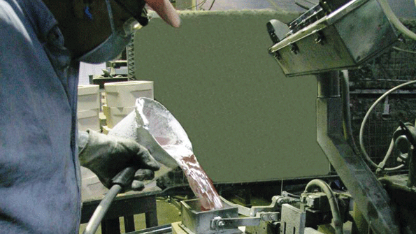 A worker pours molten aluminum at Oberdorfer LLC in this archive photo The upstate New York foundry is due to close in May