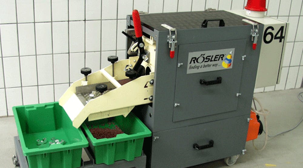 RMO machines are available with 7- or 8-inch wide tubs, and are designed so that the process channel can be separated by polyurethane-coated dividers to process different parts at the same time.