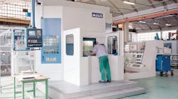 Webb Wheel Products Inc. in Tell City, IN, machines ductile and gray iron castings into brake drums and hubs using a series of 16 Maus MTC vertical turning centers, with 36-position tool changers for fast response and machining flexibility. Webb Wheel Products Inc. in Tell City, IN, machines ductile and gray iron castings into brake drums and hubs using a series of 16 Maus MTC vertical turning centers, with 36-position tool changers for fast response and machining flexibility.