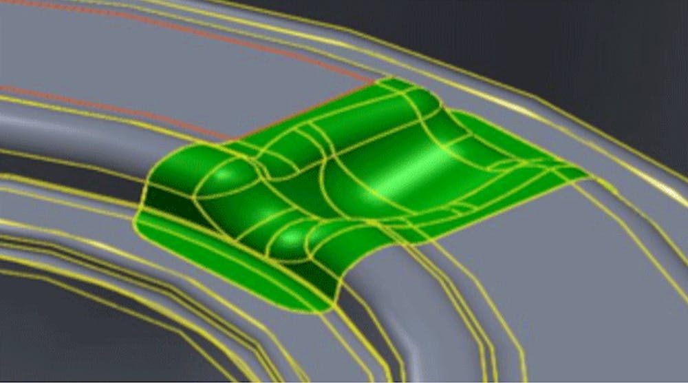 This illustration shows a section of a die surface where additive manufacturing is able to restore finish details damaged by thermal stress induced during manufacturing.