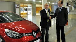 ESI Group CEO Alain de Rouvray and Jean Loup Huet director of performance and engineering methods at Renault at the Renault Technocenter in Guyancourt France ESI Group CEO Alain de Rouvray and Jean Loup Huet director of performance and engineering methods at Renault at the Renault Technocenter in Guyancourt France