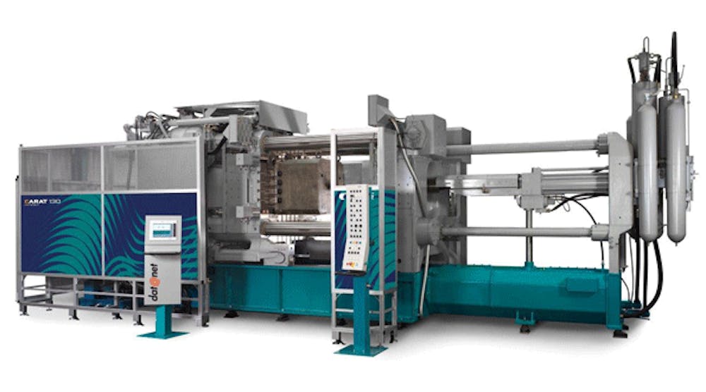 B&uuml;hler Group introduced the Carat diecasting machine series in 2011. It&rsquo;s a two-platen design available in 13 sizes with a locking force from 10,500 to 44,000 kN. The developer noted it offers process flexibility; process stability to protect the die; low operating costs; and easy operation.