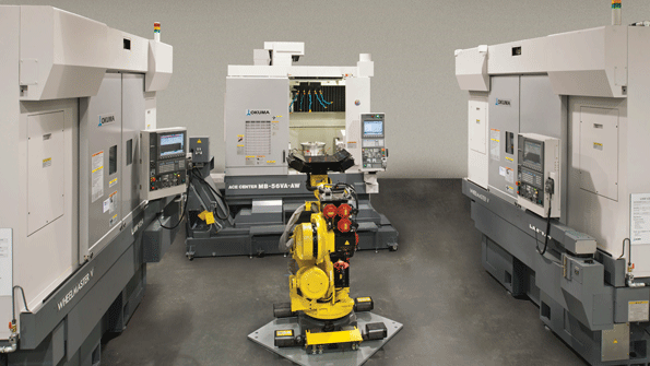 The all Okuma cell is a customizable concept that addresses the highthroughput considerations of aluminum wheel manufacturing with precision machining and reliable automation