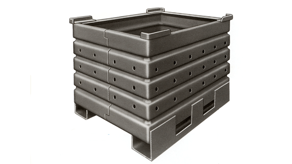 The Brute containers have an extraheavyduty construction for forgings and other hot or heavy parts Higher stacking capability makes better use of available floor space with added safety