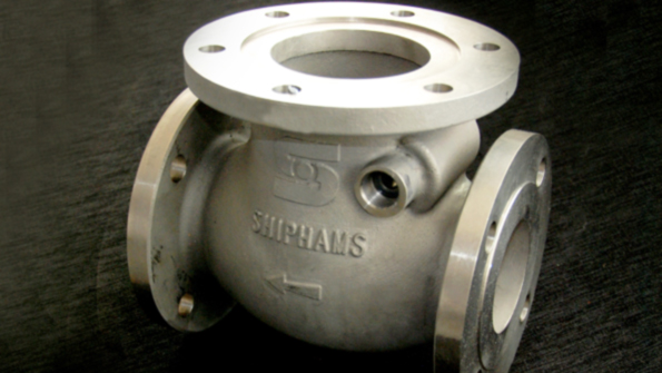 An example of one of the lightweight corrosionresistant pump and valve castings that TCUK has made for offshore oil drilling operations