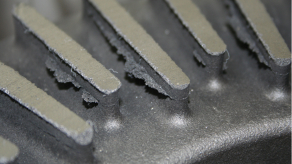 The effects of veining visible in a brake disc