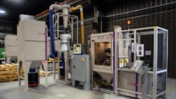 Model RB600 robotic blasting system repeats programmed surface preparation routines on individual components automatically processing a trayfull of parts without interruption Model RB600 robotic blasting system repeats programmed surface preparation routines on individual components automatically processing a trayfull of parts without interruption