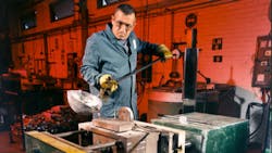 Gravity casting at MRT Castings an aluminum and zinc diecaster in Hampshire England Gravity casting at MRT Castings an aluminum and zinc diecaster in Hampshire England