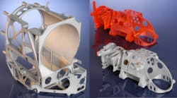 Nu-Cast produces numerous aluminum investment castings, for optical sensors and components (left), electronic housings and enclosures (right), and structural components. Currently, IBC Engineered Materials is in a qualification process with Lockheed-Martin&apos;s Electro-optical Targeting System (EOTS) program, for optical aerospace components on Lockheed-Martin&apos;s F-35 Lightning II aircraft.