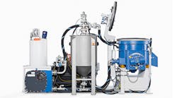 The VG 25 finishing system, shown with a peristaltic pump, abrasive media storage tank, and vibratory work bowl. The VG 25 finishing system, shown with a peristaltic pump, abrasive media storage tank, and vibratory work bowl.
