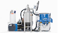 The VG 25 finishing system shown with a peristaltic pump abrasive media storage tank and vibratory work bowl The VG 25 finishing system shown with a peristaltic pump abrasive media storage tank and vibratory work bowl