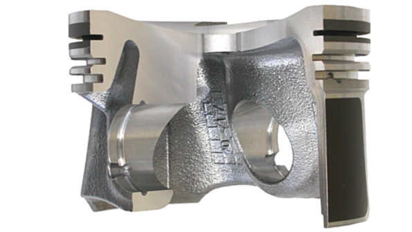 The Elastoval II is up to 20 lighter than the previous iteration of the piston series with wall sections as thin as 25 mm quotAny reduction in wall thickness requires the entire piston structure to be redesignedquot stated Arnd Baberg chief engineer product engineering for FederalMogul Powertrain Energy in 2012 The complex curved side panel forms of the piston are inclined in two planes and are closer together at the top to support the piston crown using multiple weightreducing pockets and crown reinforcin