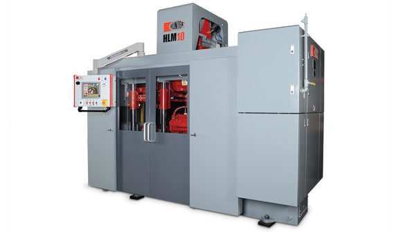 Clockwise from top right the HLM10 machine hellip a close view of the linear motion system for smooth movement of mold parts hellip an open view of the machine in operation hellip and an illustration of the JetSlinger airamplification system for mold filling