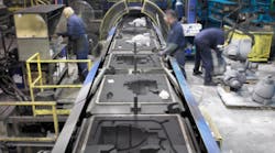 PUNB technology has not normally been chosen for molding operations producing large-scale iron castings, because its mixed-sand working life — the period during which the binder-mixed-sand can be packed, rammed, vibrated, etc., before it begins to cure — has been relatively short. PUNB technology has not normally been chosen for molding operations producing large-scale iron castings, because its mixed-sand working life — the period during which the binder-mixed-sand can be packed, rammed, vibrated, etc., before it begins to cure — has been relatively short.