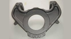 A cast ductile iron part for control arm The foundry originally approached the feeding design for this casting by placing two symmetrical feeders but that arrangement produced excessive porosity in the part and no acceptable castings were produced with that arrangement A cast ductile iron part for control arm The foundry originally approached the feeding design for this casting by placing two symmetrical feeders but that arrangement produced excessive porosity in the part and no acceptable castings were produced with that arrangement