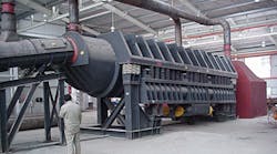 General Kinematics’ Vibra Drum rotary shakeout machine. General Kinematics’ Vibra Drum rotary shakeout machine.