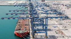 The Khalifa Port is Abu Dhabi Ports&apos; flagship, deep-water, described as &ldquo;the gateway to Abu Dhabi,&rdquo; conceived to handle up to 35 million metric tons/year of container traffic.