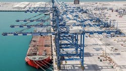 The Khalifa Port is Abu Dhabi Ports39 flagship deepwater described as ldquothe gateway to Abu Dhabirdquo conceived to handle up to 35 million metric tonsyear of container traffic The Khalifa Port is Abu Dhabi Ports39 flagship deepwater described as ldquothe gateway to Abu Dhabirdquo conceived to handle up to 35 million metric tonsyear of container traffic