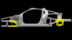 Ablation castings allow Honda to use traditional aluminum sand castings at other strategic locations in the spaceframe and as the primary mounting points for suspension and power-unit components.