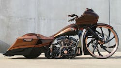 A view of Misfit Industries39 Brennivin saddlebags installed on the ldquoSick CVOrdquo customized HarleyDavidson touring cycle A view of Misfit Industries39 Brennivin saddlebags installed on the ldquoSick CVOrdquo customized HarleyDavidson touring cycle