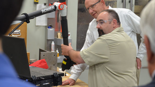 Mark Vance advanced technical specialist at Clinkenbeard demonstrates the capabilities of the Romer Absolute Arm