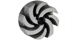 An impeller, produced by additive manufacturing to incorporate &ldquo;gradient material design.&rdquo;