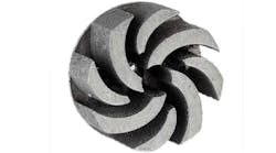 An impeller, produced by additive manufacturing to incorporate “gradient material design.” An impeller, produced by additive manufacturing to incorporate “gradient material design.”