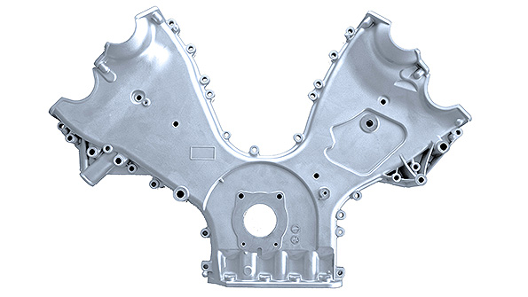 At other locations GF Automotiversquos highpressure automotive diecastings include structural steering and drivetrain parts like this frontengine cover panel