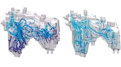 The latest update to MAGMA CM offers multiple new options for predicting and optimizing coremaking simulating core shooting gassing and hardening of organic and inorganic cores Here the software simultaneously depicts sand and air flows during core shooting The latest update to MAGMA CM offers multiple new options for predicting and optimizing coremaking simulating core shooting gassing and hardening of organic and inorganic cores Here the software simultaneously depicts sand and air flows during core shooting