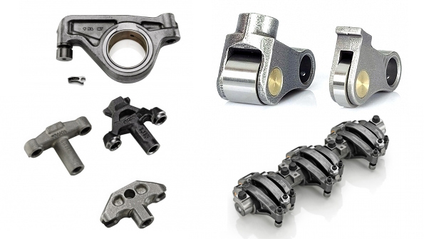 Examples of precision iron castings produced by Gnutti Carlo USA clockwise from top left rocker arm components valve lifters rocker arm assemblies and valve bridges The group also produces