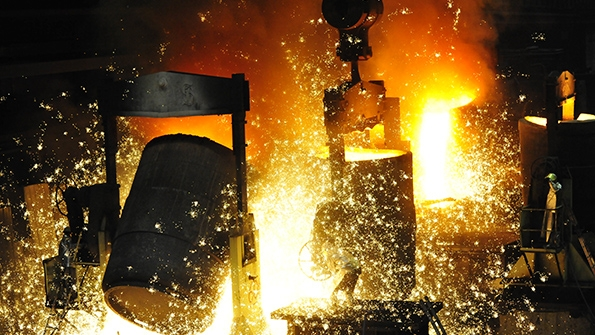 The Siempelkamp iron foundry at Krefeld Germany casts structural components for forging presses rolling mills turbine housings nuclearpower casks and cask bodies and similar largescale parts