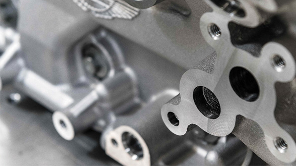 Each mold and core element of the aluminum alloy twinturbo V12 engine was designed simulated and produced for prototype testing