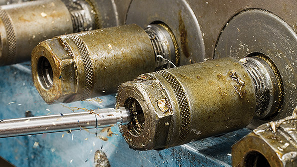 The Model 1004SS M4 NPT backblow air nozzle was designed to deliver the smallest most effective airflow via an array of holes to clear out coolant chips and light oils after machining