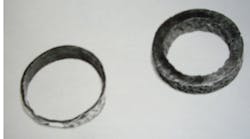 Figure 1. Ring samples of the original cast steel (left) and steel processed by an electric field (right)