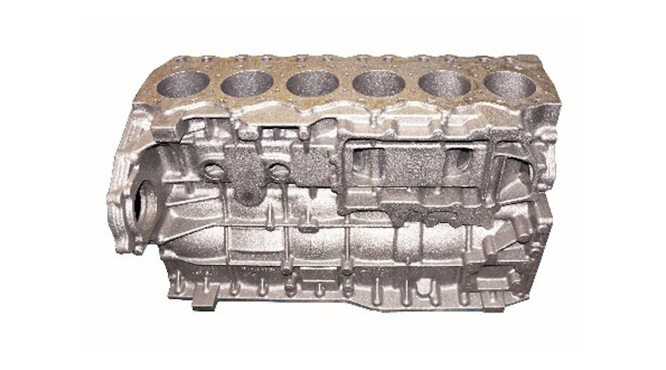 The 9.0-liter cylinder block cast in CGI by JMC Heavy Duty Vehicle Co., using SinterCast process control technology.