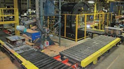 The 72x48x36-in. molding line includes state-of-the-art programmable logic controls and powered conveyors, and allows the aluminum foundry to run up to eight mold boxes in the loop.