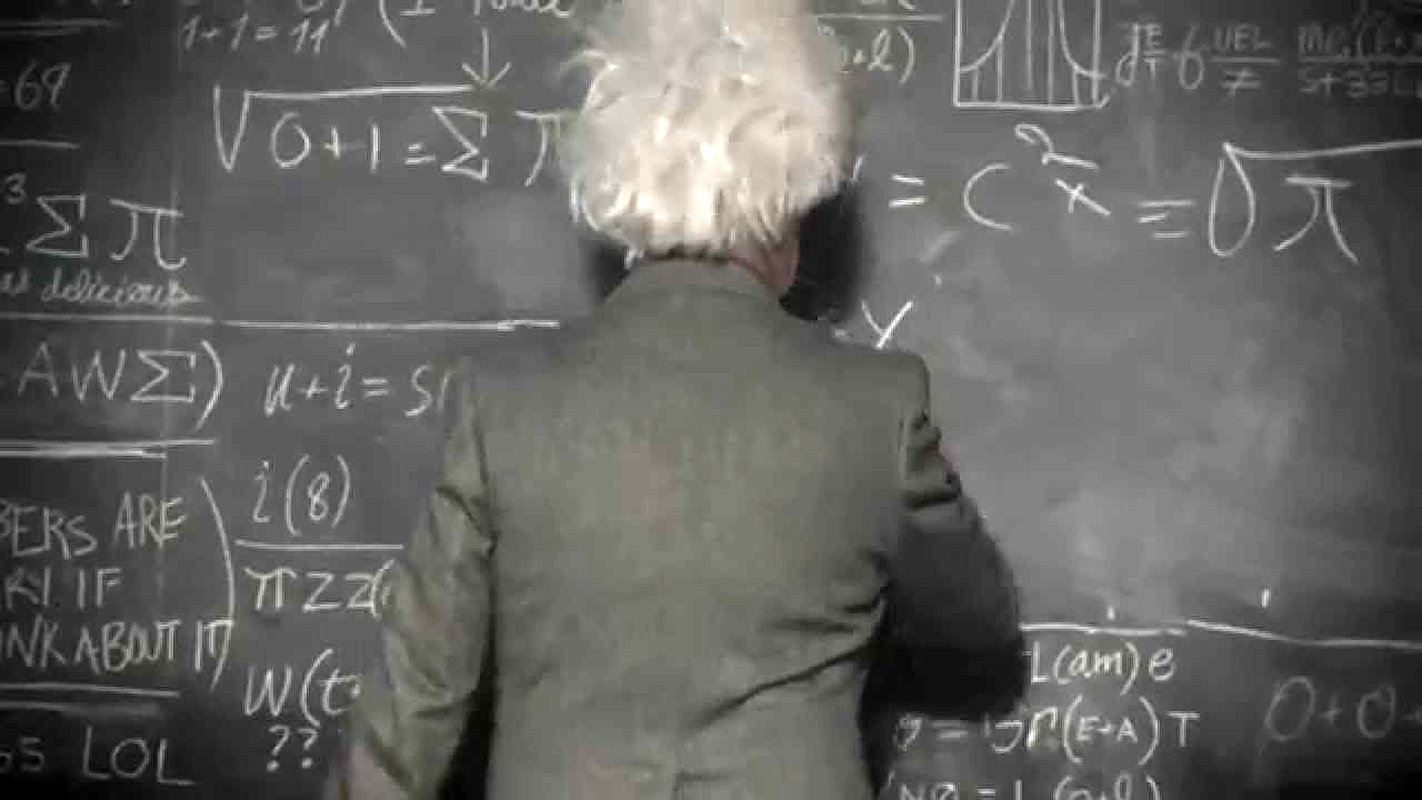 Einstein at chalkboard