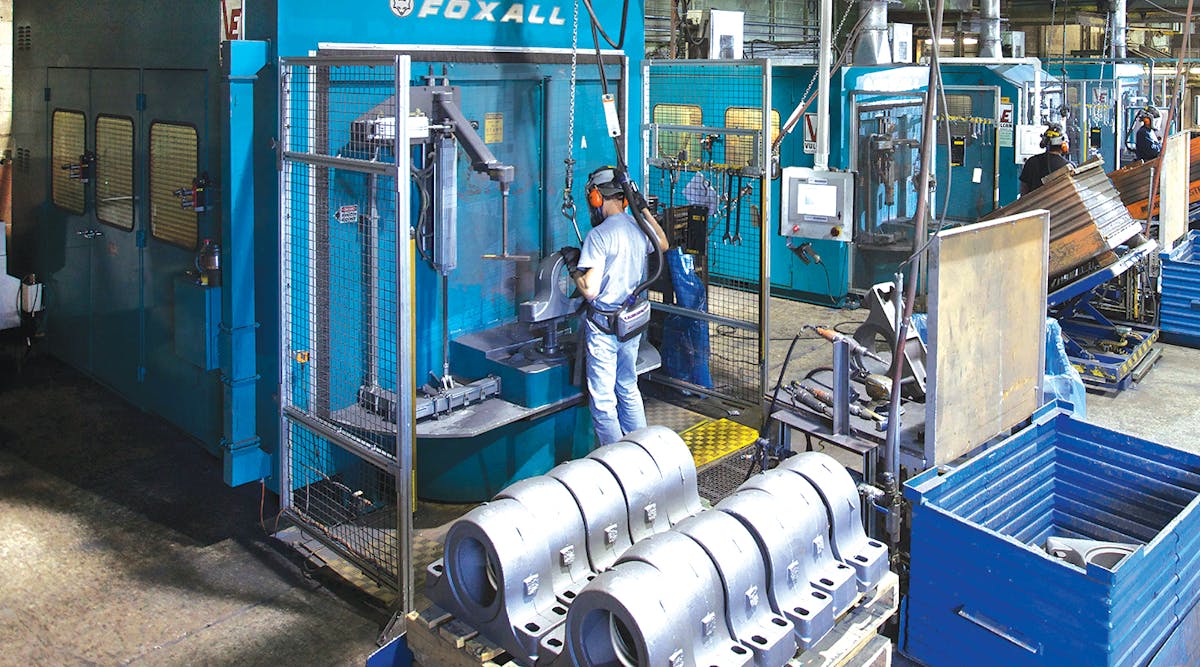 Four Foxall automated casting finishing cells supplied to Benton Foundry by Vulcan Engineering.