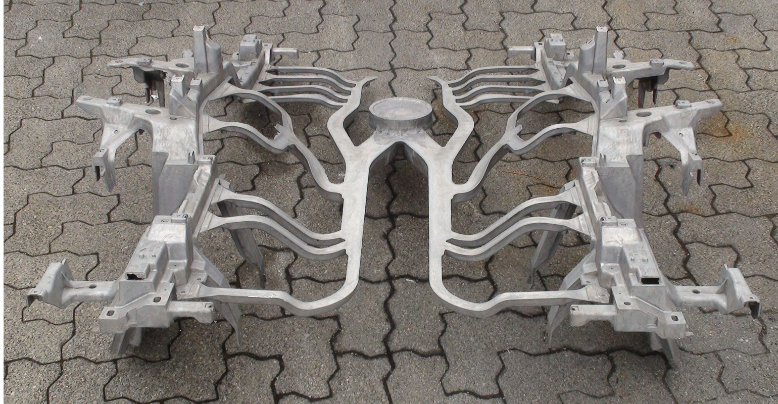Untrimmed aluminum casting at BMW