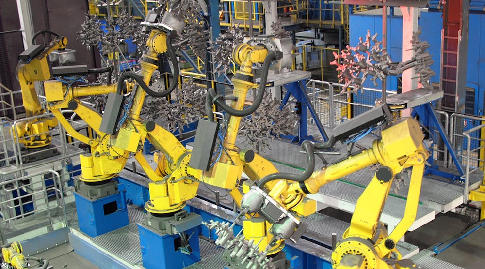Georg Fischer completed a new, $46.5-million production line at its ductile iron foundry in Mettmann, Germany in 2012, centering on robotic pouring.