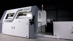 The S-MAX Pro can achieve printing speeds of up to 135 l/h (or 18 sec/layer) and can 3D-print two full 1,800x1,000x700-mm job boxes, each with a volume of 1,260 L, in 24 hours.