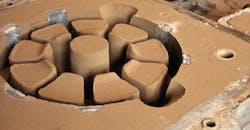 close-up, prepared sand mold close-up, prepared sand mold