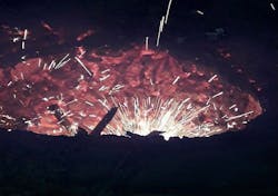 Fig. 2. Poor-quality charge materials form a dense build-up on the interior of a coreless induction furnace at a gray iron foundry. Fig. 2. Poor-quality charge materials form a dense build-up on the interior of a coreless induction furnace at a gray iron foundry.