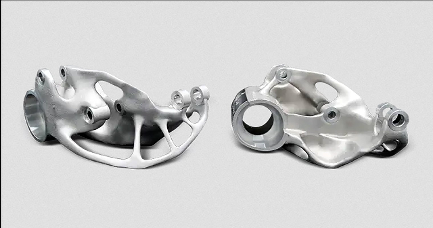 &ldquo;Suspension rocker produced in Certified Scalmalloy (A) on 3D Systems DMP Flex 350 metal 3D printer. With its high strength, this aluminum material - specifically developed for metal additive manufacturing - enables customers to further reduce mass in metal structural components.&rdquo;