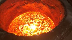 Molten iron ladle at Kirsch Foundry, Beaver Dam, Wisc. Molten iron ladle at Kirsch Foundry, Beaver Dam, Wisc.